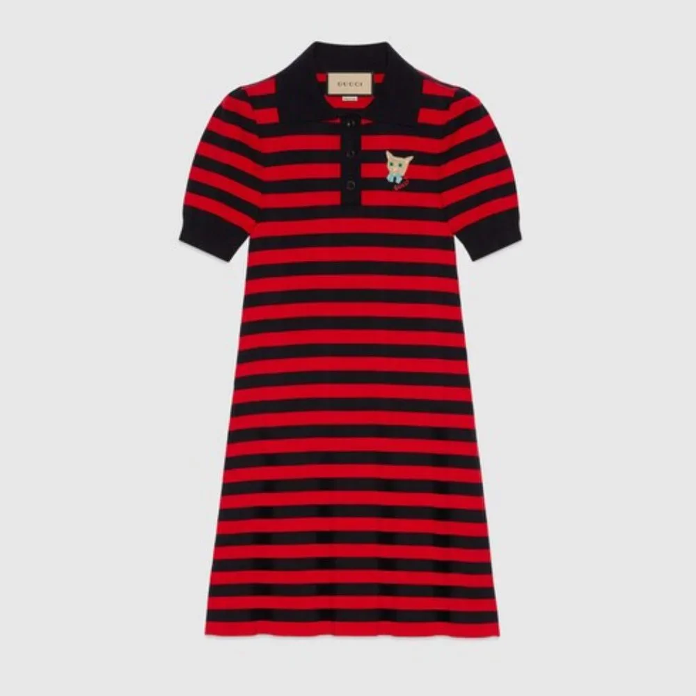 NEW W TAGS Gucci Striped Cotton Knit Polo Dress NEW WITH TAGS XL FITS LIKE A L - Picture 1 of 9